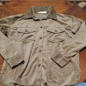 Workshop Republic Clothing Women's Olive Corduroy Button Down Shirt